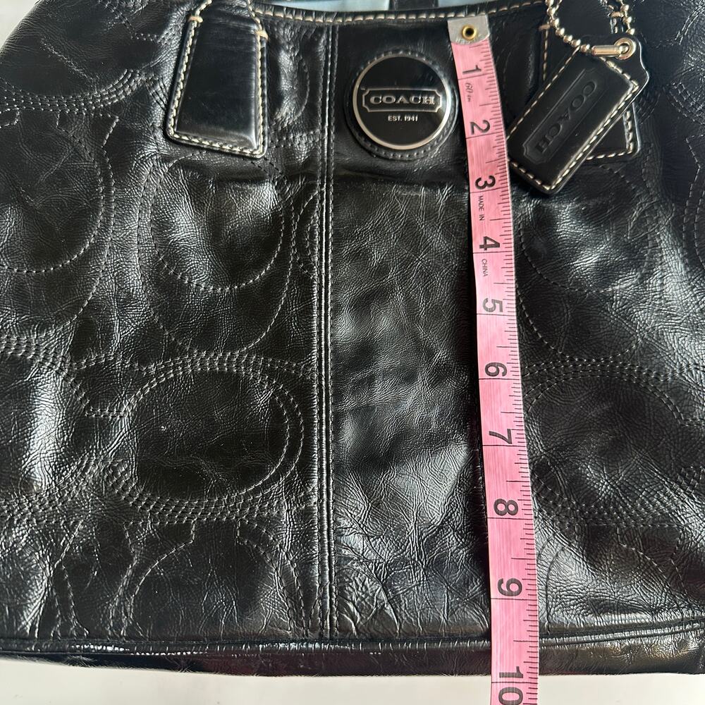 Coach Kisslock Carryall Bag Black Patent Leather Vintage Shoulder Purse F15658 - Picture 10 of 12